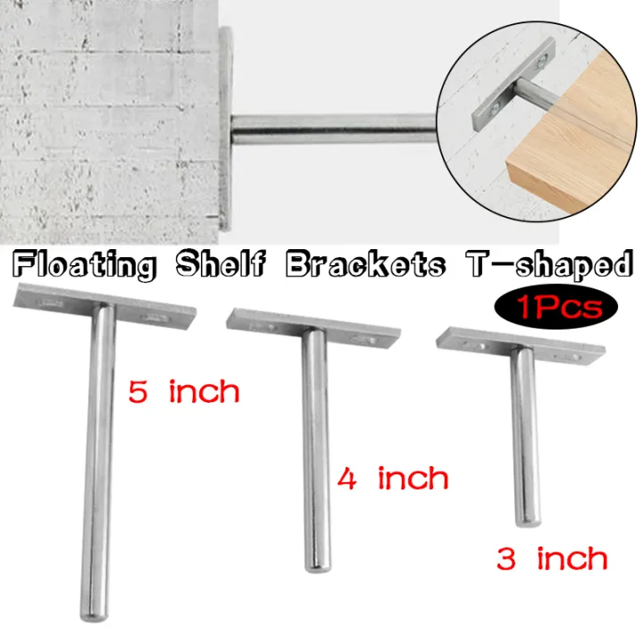 1PC Floating Shelf Brackets 3/4/5 inch Tshaped Invisible Wallmounted