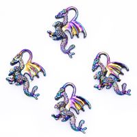 5pcs/lot Western Dragon 20x15mm DIY Rainbow Color Charms Jewelry Bag Earring Crafts Making Findings Handmade Pendant DIY accessories and others