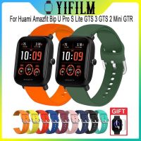 ™ สายรัดซิลิโคนสำหรับ Huami Amazfit Bip U Pro S Lite GTS 3 GTS 2 Mini GTR 42 มม. ทนทาน 20 มม. เข็มขัดนาฬิกาสีดำเปลี่ยน Correa