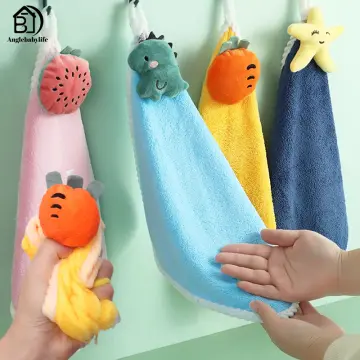 Bath towels washcloths kitchen cute animal chenille hand face wipe hanging  towels baby children kids animal