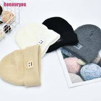 ❈❈✜ Honouryou♥ Cute Smiling Face Label Winter Knit Embroidery Hat Unisex Adult Beanie Outdoor