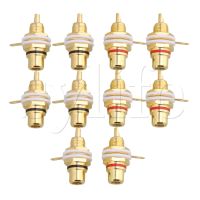 10pcs Gold Plated RCA Jack Panel Mount Chassis Socket 3/8 Mounting Hole