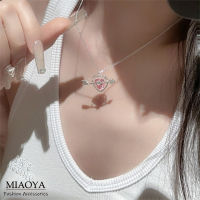 MIAOYA Fashion Jewelry Shop จี้หัวใจสีชมพูสำหรับผู้หญิง หนึ่งลูกศรทะลุการออกแบบหัวใจ สร้อยคอสำหรับคู่รัก ของขวัญวันเกิดที่สวยงาม