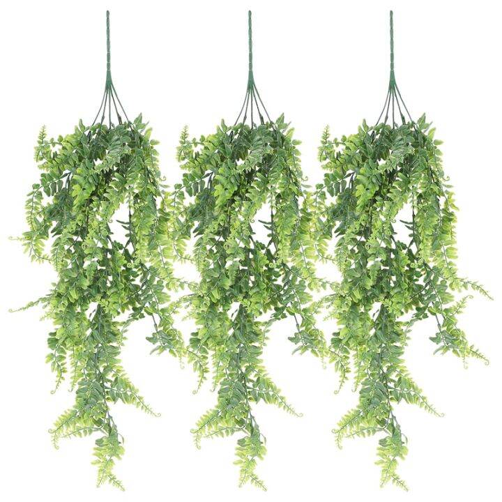 3 Pcs Artificial Hanging Ferns Plants Vine Ivy Boston Fern Hanging