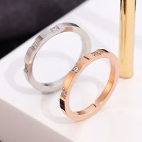 Japan and South Korea contracted fashion new titanium steel ring three drill forefinger couples personality fine with diamond ring of jewelry