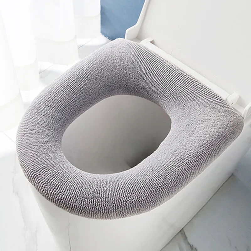 1pc Portable Dual Color Toilet Seat Cushion With Handle, Thickened And Plus  Velvet Toilet Seat Cover, Winter