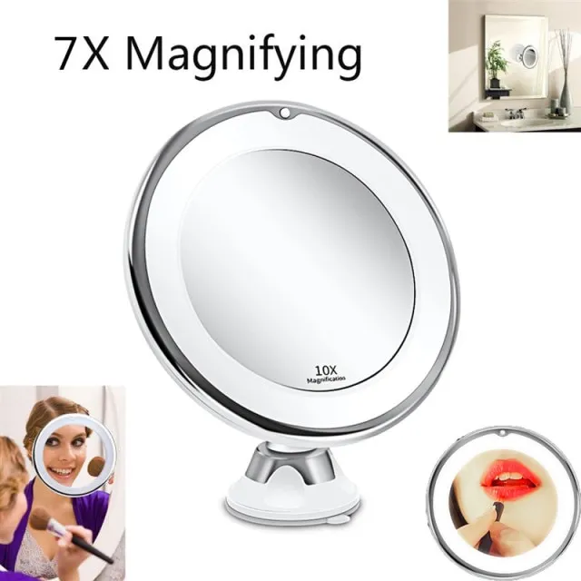 Led Makeup Mirror Lighted Make Up Mirror Light Magnifying Mirrors Suction Cup 10X Vanity Mirrors