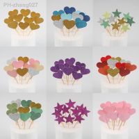 10pcs Colorful Cake Topper Star Heart Happy Birthday Party Cake Decora Supplies Baby Shower Decoration Wedding Party