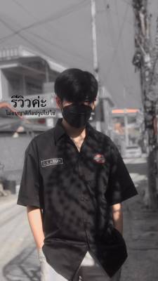 เสื้อเชิ้ตผู้ชายใส่ทำงาน เชิ้ตสีพื้นดำ เสื้อผู้ชายพร้อมส่ง