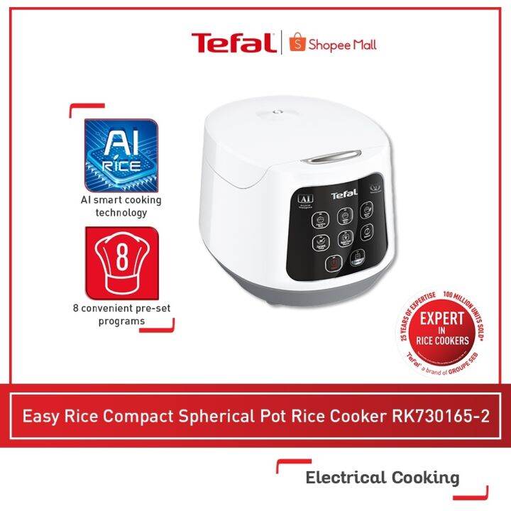 TEFAL Easy Rice Compact Nonstick Spherical Pot Cooker RK730165 6Cups 8