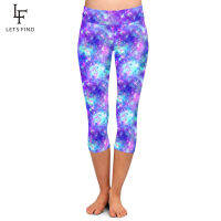 LETSFIND เซ็กซี่ผู้หญิง Galaxy ออกแบบพิมพ์ฟิตเนส Capri Leggings เอวสูงสบายกลางลูกวัวยืด Leggings...