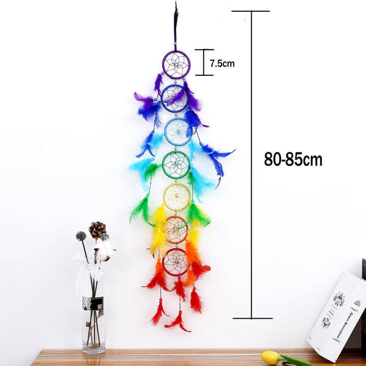 rainbow-feather-dreamcatcher-dream-catcher-decorative-ตาข่ายขนนกดักฝัน-สีรุ้ง-ขนนก-ดักฝัน-ตาข่ายดักฝัน-ตาข่ายขนนก-ขนนกสีรุ้ง-เครื่องดักฝัน-ที่จับฝัน-ดักจับฝัน