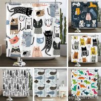 【hot】ஐ  Printed Shower Curtain Cartoon animal Curtains Bathtub Bathing Cover with 12 pcs Hooks