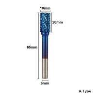 Xcan 1ชิ้น6X10มม. ทังสเตนโรตารีคาร์ไบด์เคลือบซุปเปอร์นาโนบลูตัดคู่โรตารี่