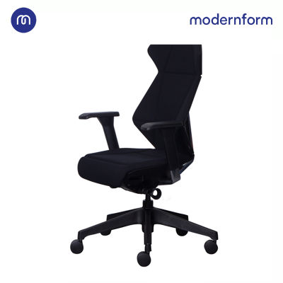 Modernform เก้าอี้รองรับสรีระจากญี่ปุ่น รุ่น  FLIP FLAP โครงสีดำ พนักพิงกลาง เบาะและพนักพิง หุ้มผ้าสีดำ ขาไนลอน