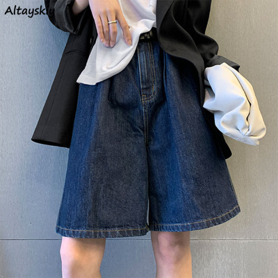 Baggy Blue Denim Shorts Women Streetwear S-4XL Unisex Ins Fashion Knee-length Wide Leg Trousers Female American Vintage Chic BF