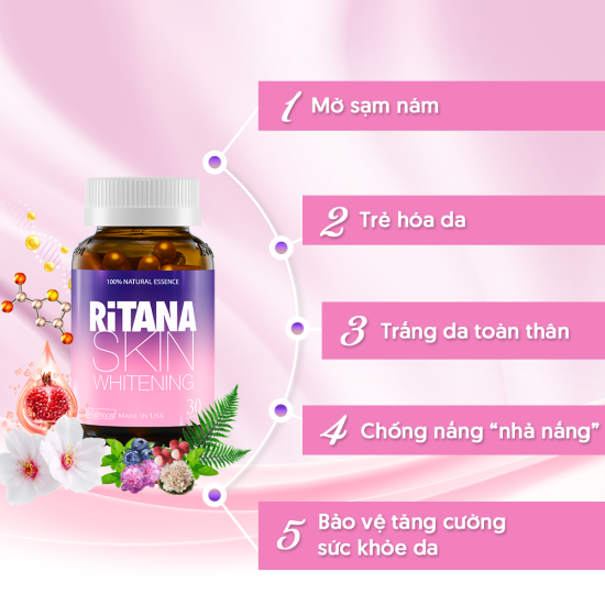 Ritana trắng da mờ sạm nám với l-glutathion, sakura, pomegranate - ảnh sản phẩm 2