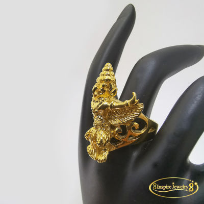Inspire Jewelry ,แหวนพญาครุฑ (New หรูกว่าเดิม) เสริมอำนาจบารมี ตัวเรือนทองเหลืองอร่ามเกรดA งานThai Quality ทนและแข็งแรงมาก พร้อมถุงกำมะหยี่
