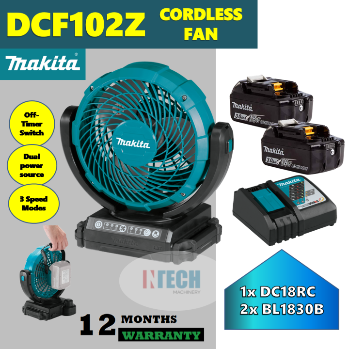 MAKITA DCF102Z CORDLESS FAN C/W DC18RC RAPID CHARGER + 2x BL1830B ...