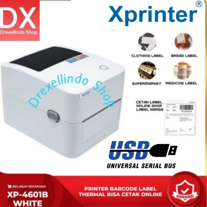 PRINTER THERMAL LABEL BARCODE XPRINTER XP-D4601B USB+HOLDER WHITE ...