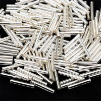 6-30mm Czech Silver Colour Long Tube Beads Glass Loose Spacer Beads DIY Jewelry Making Accessories Headbands