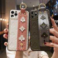 ☒☼❡ Luxury fashion leather arc wrist strap with case anti-fall For iPhone 12 mini 11 Pro SE XR XS Max X 7 8 plus for women men tide