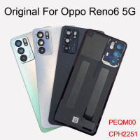 เดิมกลับแก้วสำหรับ Oppo Reno6 5กรัมกลับฝาครอบแบตเตอรี่ด้านหลัง Reno 6ประตูที่อยู่อาศัยกรณี PEQM00, CPH2251อะไหล่