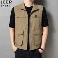 เสื้อกั๊กผู้ชาย JEEP SPIRIT แห้งเร็วบางเสื้อกั๊กหลายกระเป๋าเสื้อกั๊กถ่ายภาพการปีนเขาการจับปลากลางแจ้ง