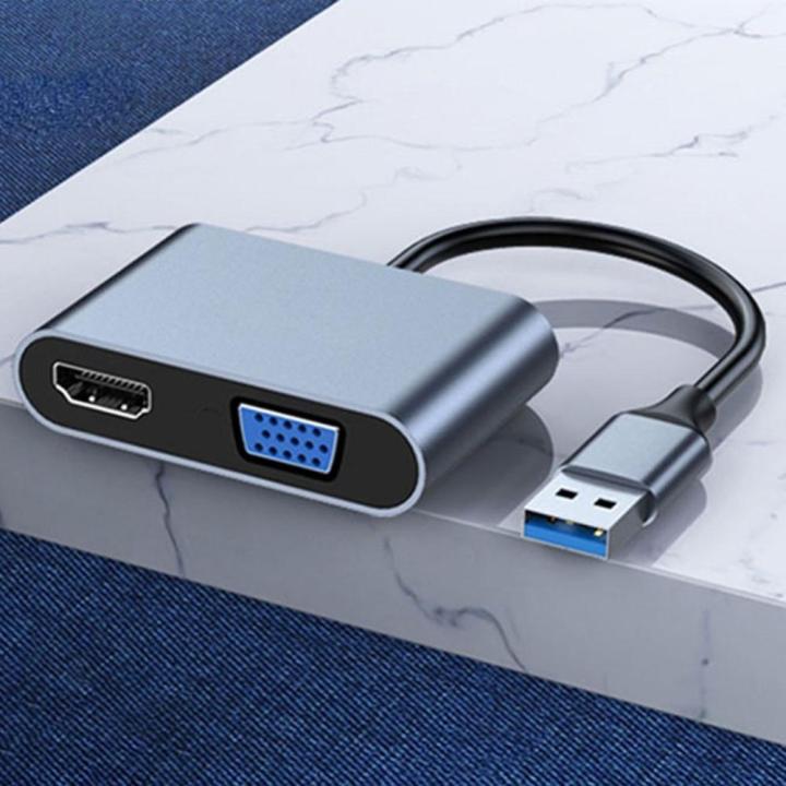 usb-vga-hd-สัญญาณเสียงตัวแปลงวิดีโอคู่แท่นรองรับ-hdmi-compatible-vga-sync-output-สำหรับ-windows7-8-10-11-macos