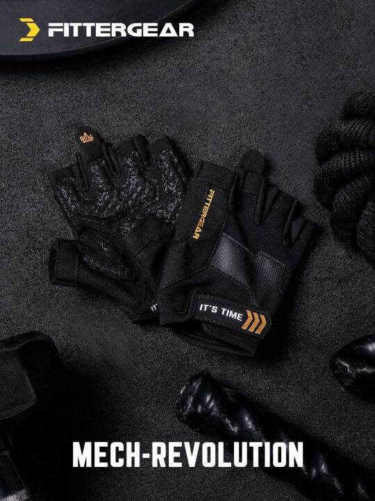 welstore-fittergear-mech-revolution-training-gloves-ถุงมือฟิตเนส-สวมใส่สบาย-ช่วยปกป้องเเละซัพพอร์ตฝ่ามือ-ป้องกันมือเเตกด้าน-size-s-xl