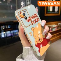 YIWESAN เคสสำหรับ Vivo Y02 Y02A Y11 2023น่ารักน่ารักวินนี่ดีไซน์ใหม่ช้อนส้อมมีดหมีพูห์นิ่มหรูหราชุบเคสโทรศัพท์มีลายแฟชั่นกันกระแทกคลุมทั้งหมดเคสป้องกันเลนส์กล้อง