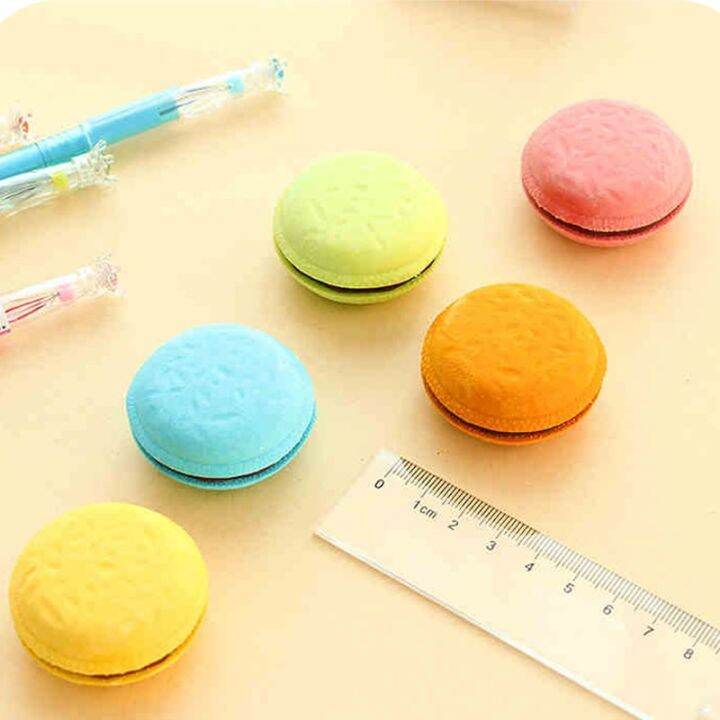 One piece Macaron color erasers Cute cake rubber eraser for kids