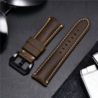 ♀♕❈ Crazy Horse Handmade Genuine Leather Watchband Straps With Stainless Steel Silver Black Buckle 22mm 24mm 26mm Watch Strap