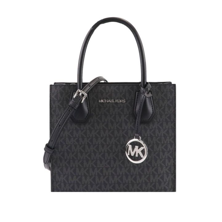 Michael Kors Mercer Medium Messenger Signature Túi Đeo Chéo-Màu Đen |  