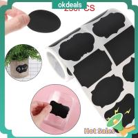 OKDEALS 250pcs/roll บ้าน เครื่องเทศ ขวดแยม แท็กขวด สติ๊กเกอร์ฉลาก ป้ายกระดานดำ ปากกามาร์กเกอร์