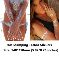 1PC Disposable Metallic Temporary Art Tattoo Stickers for Face and Body Gold Bronzing Tattoo Stickers Stickers
