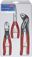 KNIPEX Tools 00 20 08 US1 Long Nose, Diagonal Cutter, and Alligator Pliers 3-Piece Tool Set, Red (Packaging May Vary)