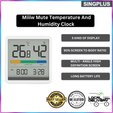 Miiiw Mute Temperature And Humidity Clock Home Indoor High-precision Baby  Room C/F Temperature Monitor 3.34inch Huge LCD Screen