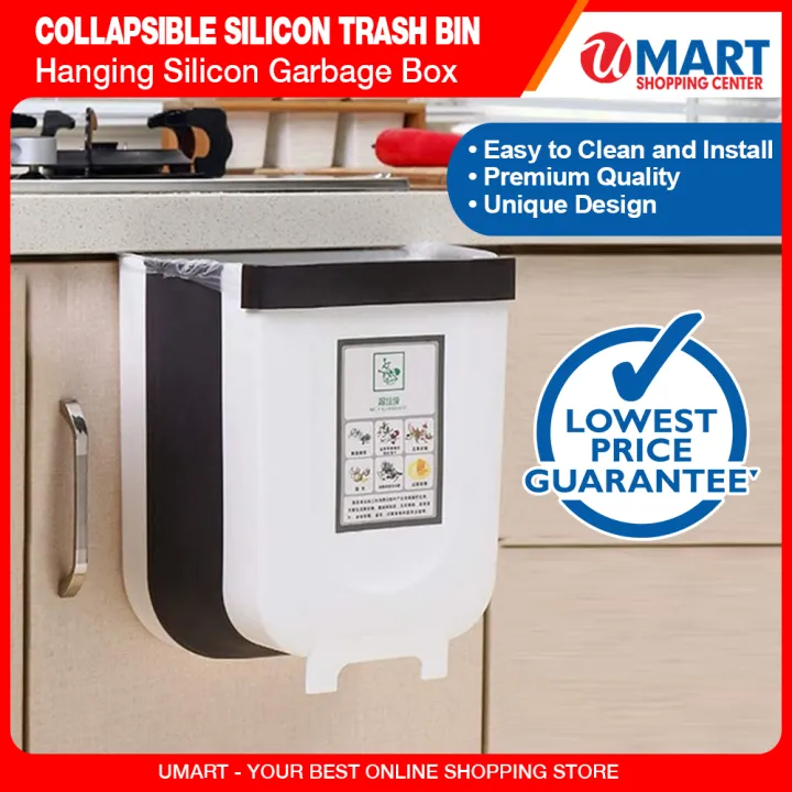 Foldable Kitchen Trash Bin Trash Can Wall Mounted Hanging