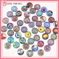 LUCKY HAIRACC 50Pcs 12mm ครับ Cabochons แก้วพิมพ์ลาย 50รูปแบบ กระจกสำหรับผู้หญิง หมุนแก้ว cabochons กระเบื้องโมเสค สีสันสดใส พลอยโดมแบน ทำเครื่องประดับ DIY