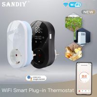 SANDIY Wifi Digital Display Thermostat Outlet Plug Smart Timed Energy Saving Outlet Socket Temperature Controller for Fan Heater Ratchets Sockets