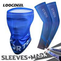 LOOGDEEL Summer Ice Silk Cycling Arm Sleeves And Breathable Bandana Combination Suit Elastic Cold Feel UV Sun Protection Mask