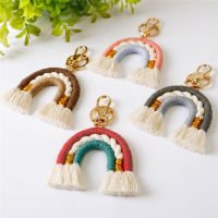 1Pc Boho Rainbow Tassel Woven Keychain Car Keyring Holder Bag Wallet Purse Decor Art Rainbow Key Chain Jewelry Gifts Dropship