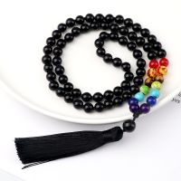 ZZOOI New Fashion Jewelry Japa Mala Men Natural Stone Knotted Stone Pendant 7 Chakra Necklace Charm Women Bead Tibetan Buddha Necklace