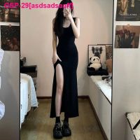 Asdsadsaaff Vestido Feminino Preto Sem Angas เซ็กซี่สลิมฟิต Fenda Vestido Maxi ไม่สม่ำเสมอ Vestidos Coreanos Simpleles De Peuma A Verão