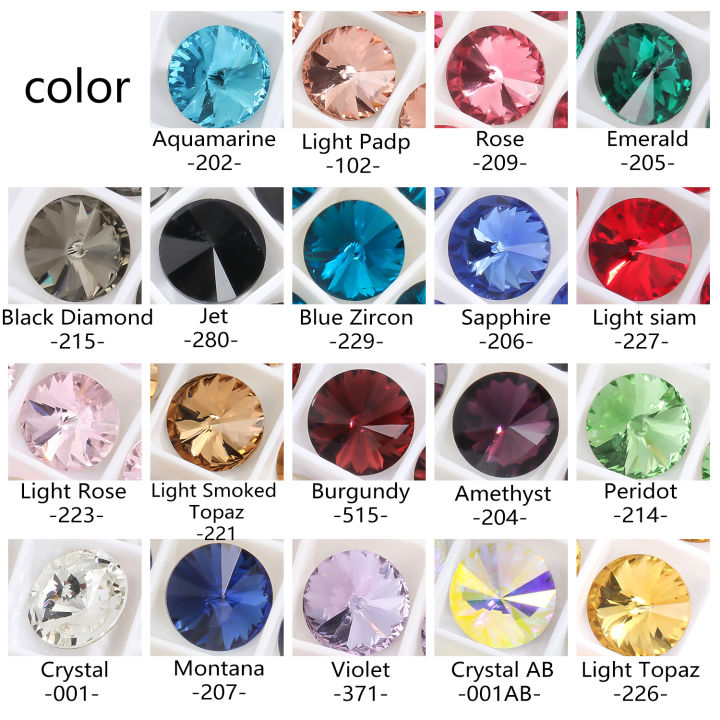 68101214มิลลิเมตร-rivoli-rhinestone-รอบชี้เพชรหินที่มีสีสันลูกปัดงานฝีมือคริสตัลเล็บเสื้อผ้าอุปกรณ์เครื่องประดับ