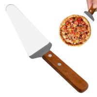 Stainless Steel Pizza Shovel Wooden Handle Pizza Shovel Cake Holder Transfer Cheese Shovel Stainless Steel Triangular Spade