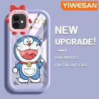 YIWESAN เคสสำหรับ iPhone 11 Pro 11 Pro Max เคสการ์ตูนน่ารักโดราเอมอนสีสันสดใสนิ่มสำหรับเลนส์กล้องมอนสเตอร์น้อยน่ารักกันกระแทกแบบใสเคสมือถือสร้างสรรค์ฝาครอบป้องกันซิลิโคน