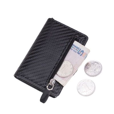 hot！【DT】♝☾✧  DIENQI Carbon Anti Rfid Credit Card Holder Mens Leather Business Wallet