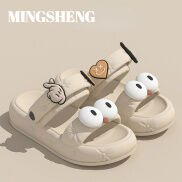 MINGSHENG Giày Nữ New baotou Dép nửa chân Net Màu Đỏ tất cả các trận đấu